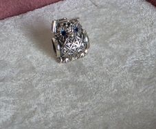 Pandora wise Owl graduation charm sterling silver with blue crystal