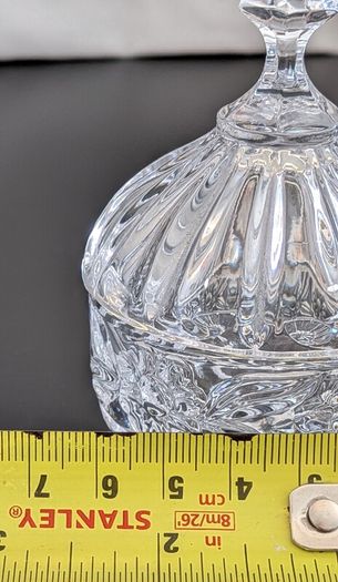 Vintage Cut Glass Lidded Bonbon Trinket Candy Dish Floral 10cm