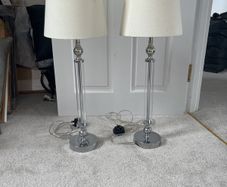 Leuchten Direkt chrome and clear glass tall Table Lamps