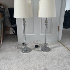 Leuchten Direkt chrome and clear glass tall Table Lamps