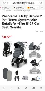 Panorama XTi by Babylo 2-in-1 Travel System with EnfaSafe i-Size R129 Car Seat Granite. Buggy/Pram & Carseat