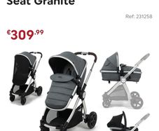 Panorama XTi by Babylo 2-in-1 Travel System with EnfaSafe i-Size R129 Car Seat Granite. Buggy/Pram & Carseat