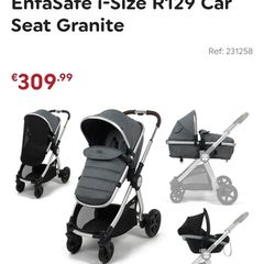 Panorama XTi by Babylo 2-in-1 Travel System with EnfaSafe i-Size R129 Car Seat Granite. Buggy/Pram & Carseat