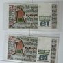 2x UNC Irish old  punt banknote 1 pound consecutive serial nr 1985 Image 2