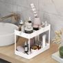 FREE EXPRESS SHIPPING Storage Trolley 3-Tier Rolling Utility Cart Slide Out Shelving Organization Shelf for Laundry Bathroom Kitchen with Small Containers & Hooks White Image 2