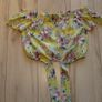 ladies yellow crop top with pink and green floral design size 10 Image 2