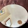 Pretty Early 20th Century Frameless Oval Bevelled Mirror with Original Chain Image 2