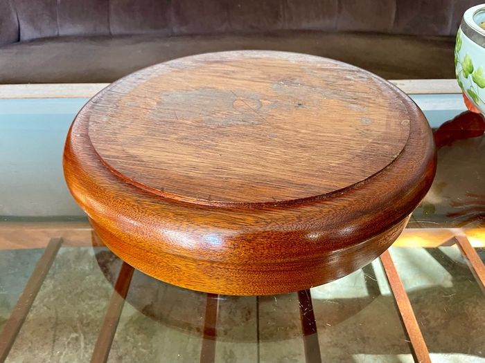 Magnificent Vintage Wide Wooden Turned Shallow Fruit Salad Bowl 1950s 1960s
