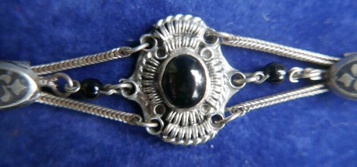 Vintage Sterling Silver 925 Onyx Bracelet Length 7.5" - 13,8g