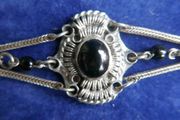 Vintage Sterling Silver 925 Onyx Bracelet Length 7.5" - 13,8g