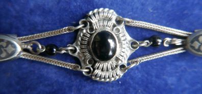 Vintage Sterling Silver 925 Onyx Bracelet Length 7.5" - 13,8g