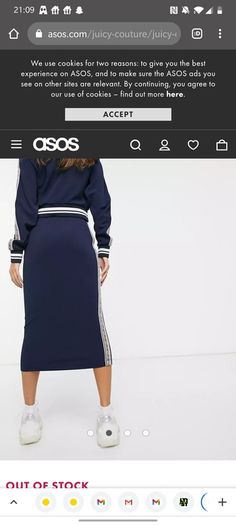 BNWT Juicy couture black label Regal side snap tricot logo navy midi skirt size XS UK8/10 EU36/38 Postage included