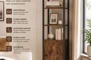 Slim Industrial Bookcase with Cabinet