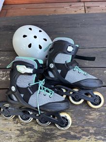 Oxelo Decathlon Adult Rollerblades Size 7 + Helmet + Bag