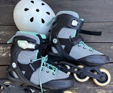 Oxelo Decathlon Adult Rollerblades Size 7 + Helmet + Bag