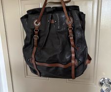 Genuine leather black and dark brown shoulder bag by Karen Millen