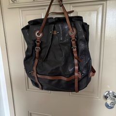 Genuine leather black and dark brown shoulder bag by Karen Millen