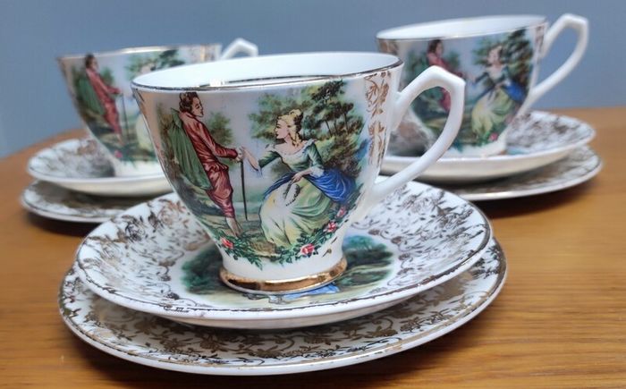 Bone China Tea Trio / Set, 22k Gold Rim