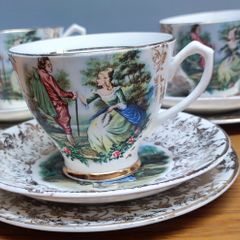 Bone China Tea Trio / Set, 22k Gold Rim