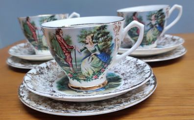 Bone China Tea Trio / Set, 22k Gold Rim