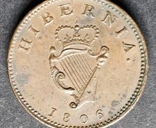 Excellent Ireland Hibernia Farthing 1806 - King George III coin