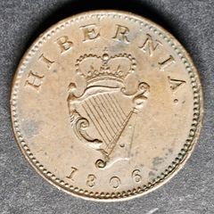 Excellent Ireland Hibernia Farthing 1806 - King George III coin