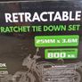 4 Pce Retractable Ratchet Straps Tie Downs 2.5CM x 3M 800kg Break Strength Image 9