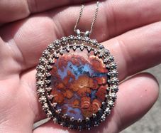 Native American Mid Century Sterling Silver Agate Pendant