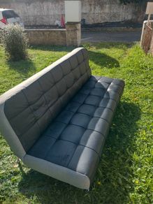Black Faux-Leather Sofa Bed
