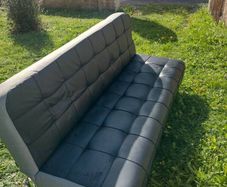 Black Faux-Leather Sofa Bed