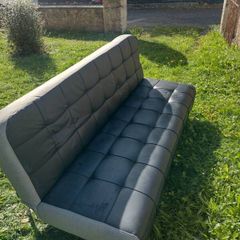 Black Faux-Leather Sofa Bed