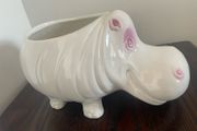 Vintage large ceramic hippo planter