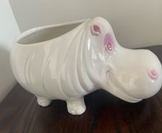 Vintage large ceramic hippo planter