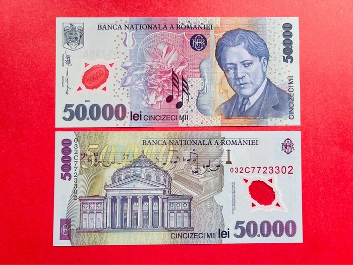Romania. 50,000 LEI  2003  Pick  113  Polymer  Plastic.  Uncirculated )