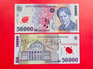 Romania. 50,000 LEI  2003  Pick  113  Polymer  Plastic.  Uncirculated )