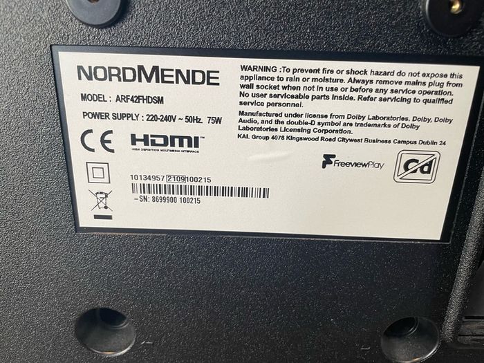 42 inch NordMende Full HD TV Working Perfectly ( no remote)