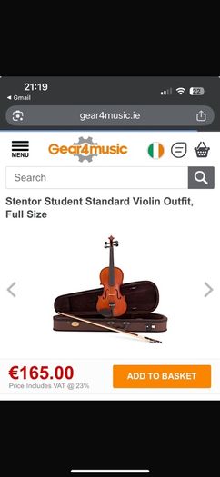 Brand new mint condition Stentor Full Size Violin, with case and strap.