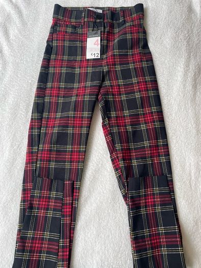 Brand New Penneys Tartan Trousers Size 4 Plaid Skinny Pants