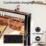 Single Bed Frame with Charging Station and LED Lights, Wood Headboard Image 5