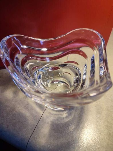 Tipperary Clear Crystal Candle Holder Clear Bowl Dish Marked 5 inches.
