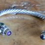 Bracelet Beautiful Silver Torque Bangle Cuff with Amethyst and peridot Image 8