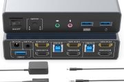 HDMI KVM Switch 2 Monitors 2 Computers Support 4K@60Hz, 3 Port USB3.0 KVM