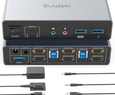 HDMI KVM Switch 2 Monitors 2 Computers Support 4K@60Hz, 3 Port USB3.0 KVM