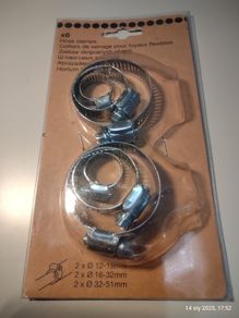 Hose Clamp Set Adjustable Large Hose Duct Pipe Clamps Steel  set of 6 - 3 different sizes Free viewing