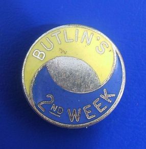 BUTLINS 2nd WEEK (Butlin's holiday camps) - resident camper's enamel badge (1960's)