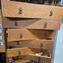 Mid century OAK 'High Boy' chest of drawers Image 2