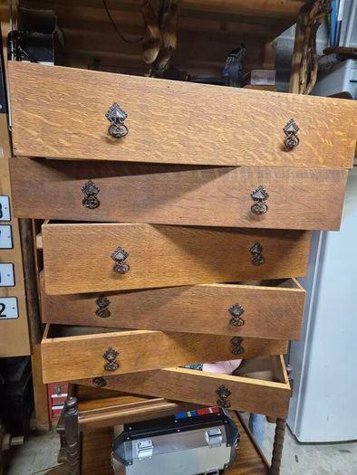 Mid century OAK 'High Boy' chest of drawers