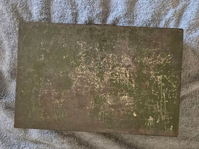 Vintage metal deed box.