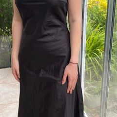 Black satin maxi dress