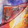 Handmade "Blooming Iris" 100% silk scarf 45x45cm Image 2